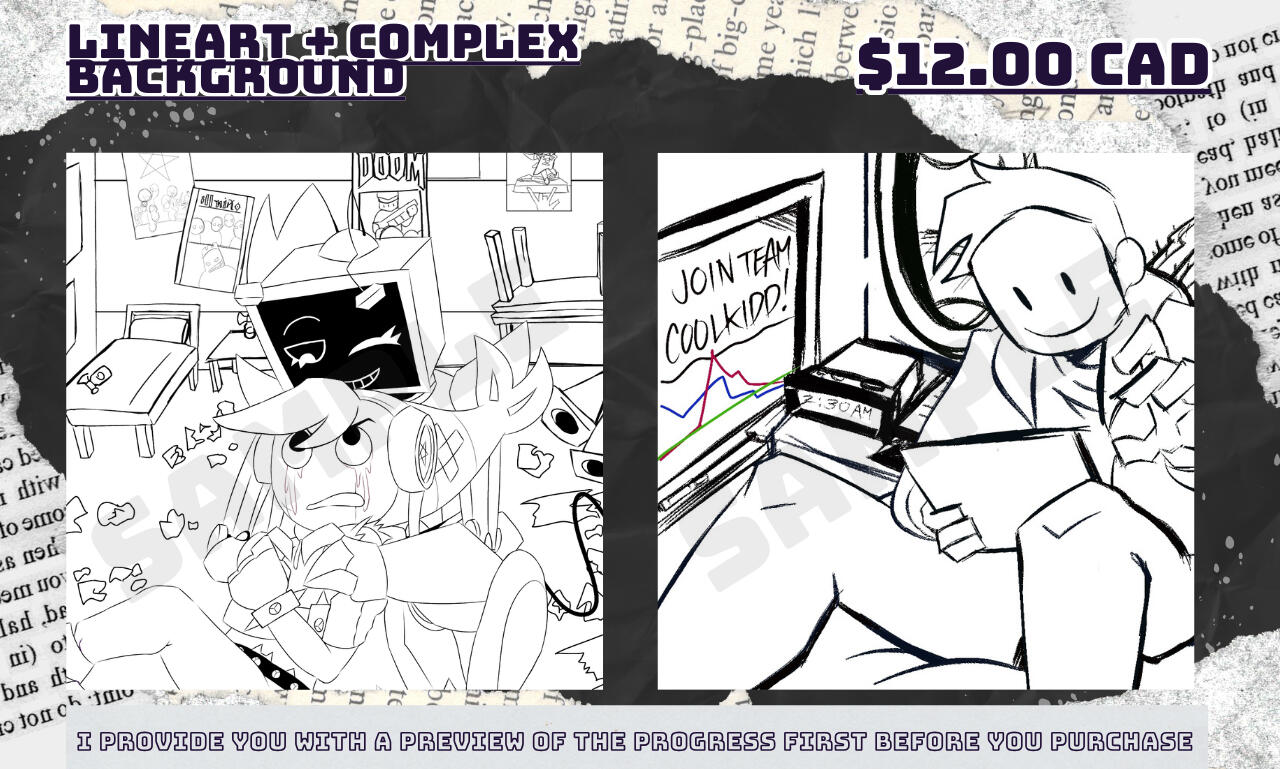 Lineart + Complex/Detailed Background